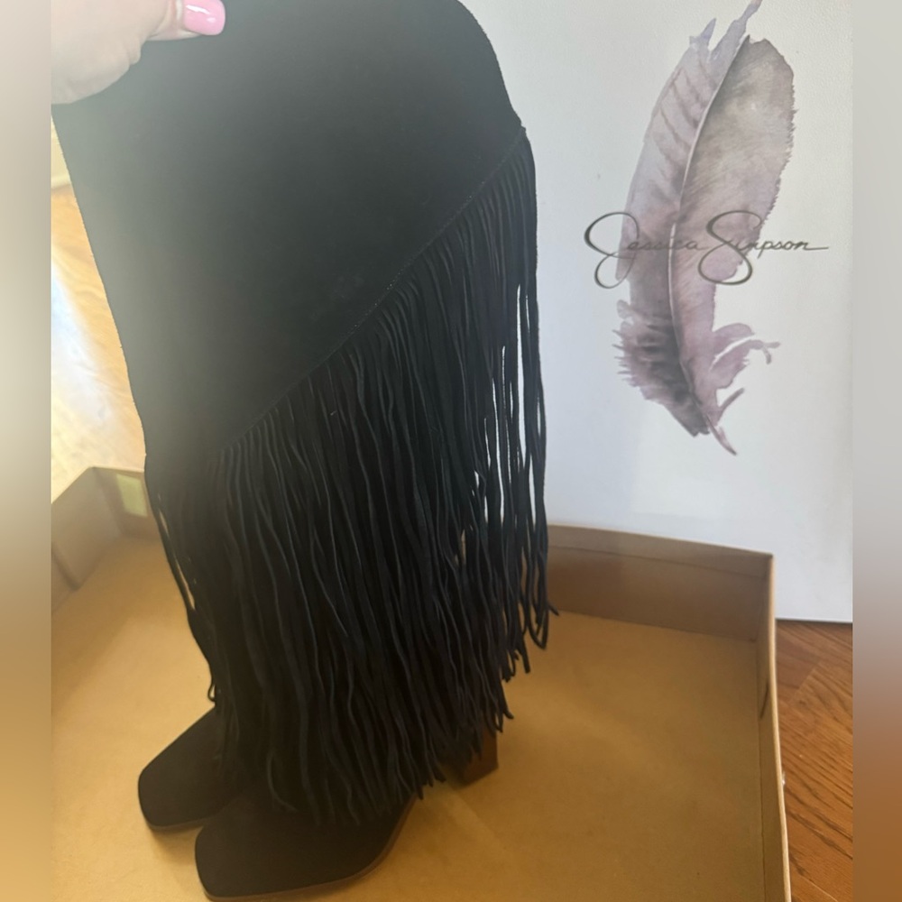 Black Fringe Boots